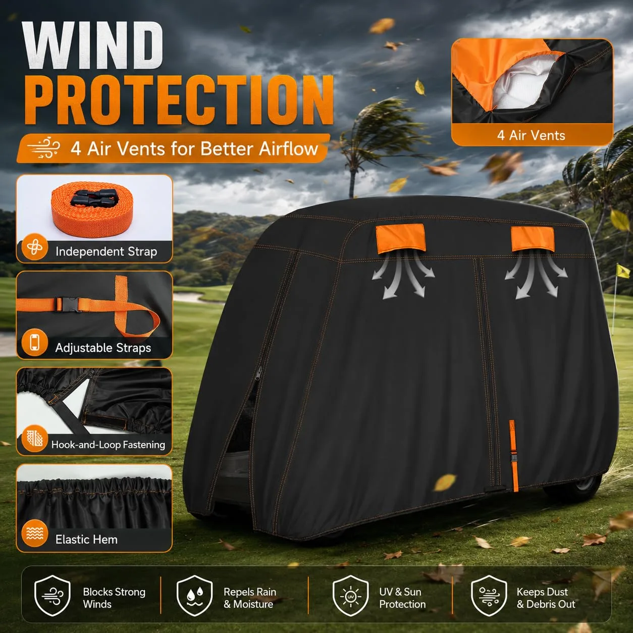PGFDXDBNM 420D Waterproof Golf Cart Cover for Vivid EV Peak 6L (2024–2026) image 4