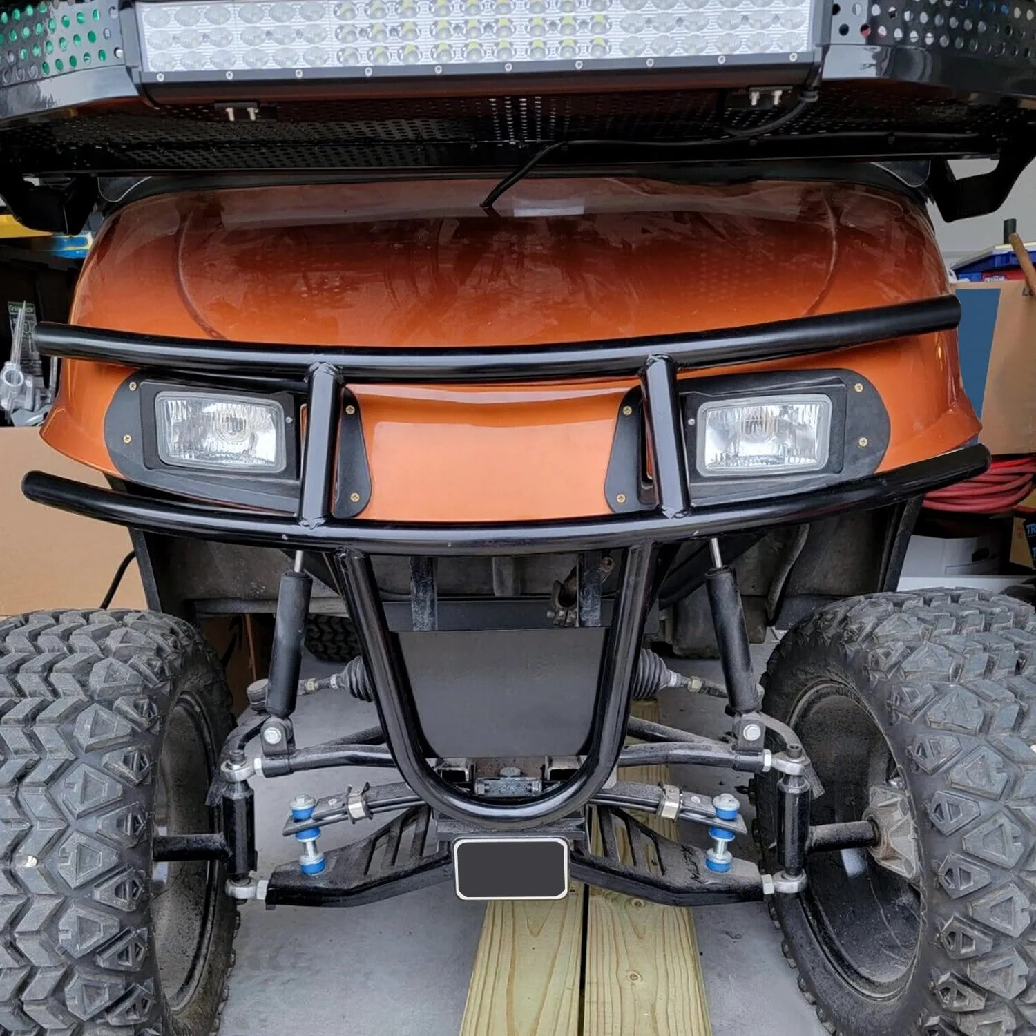 Black Steel Bumper Brush Guard for E-Z-GO RXV 2008-2015 image 3