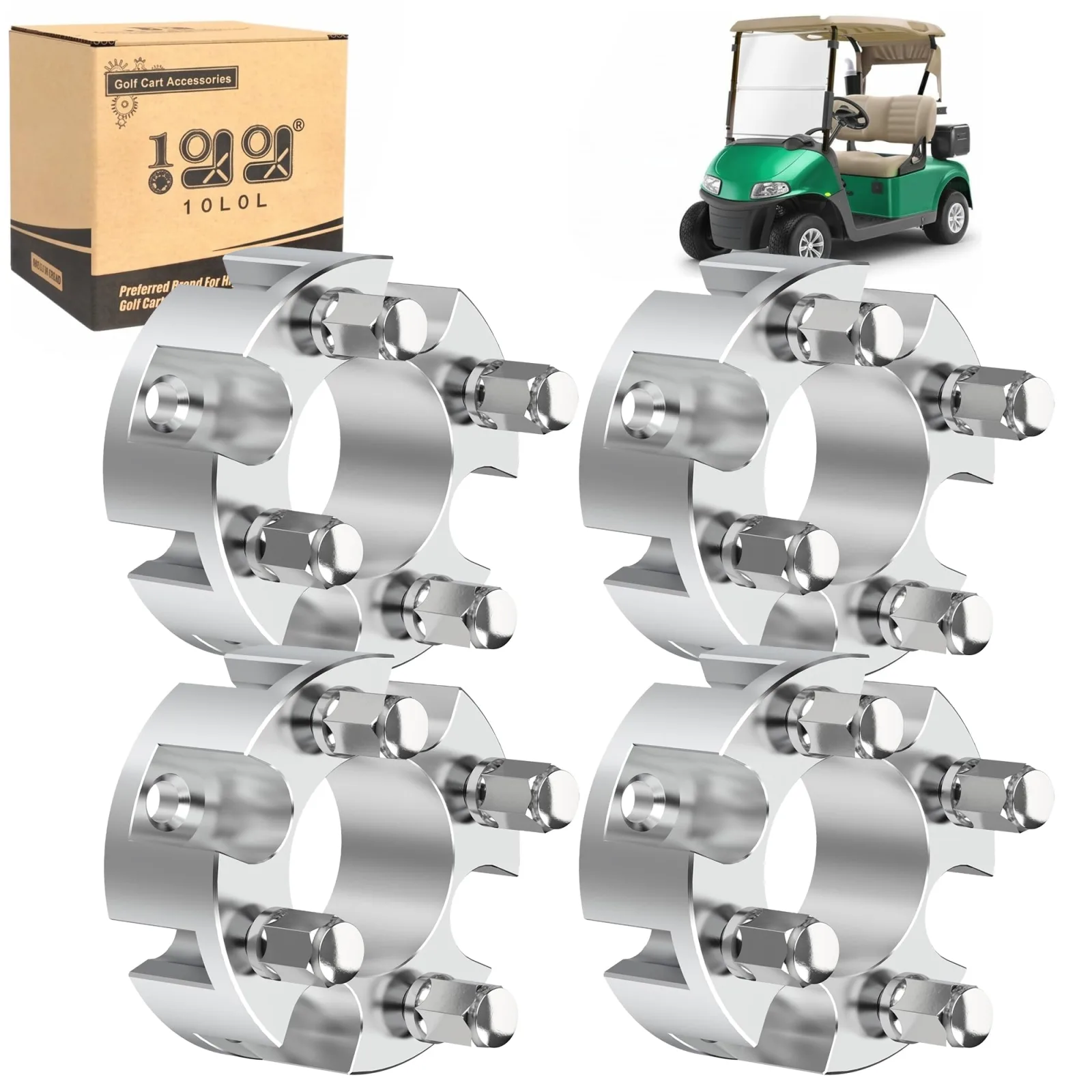 10L0L 2-Inch Golf Cart Wheel Spacers with Lug Nuts