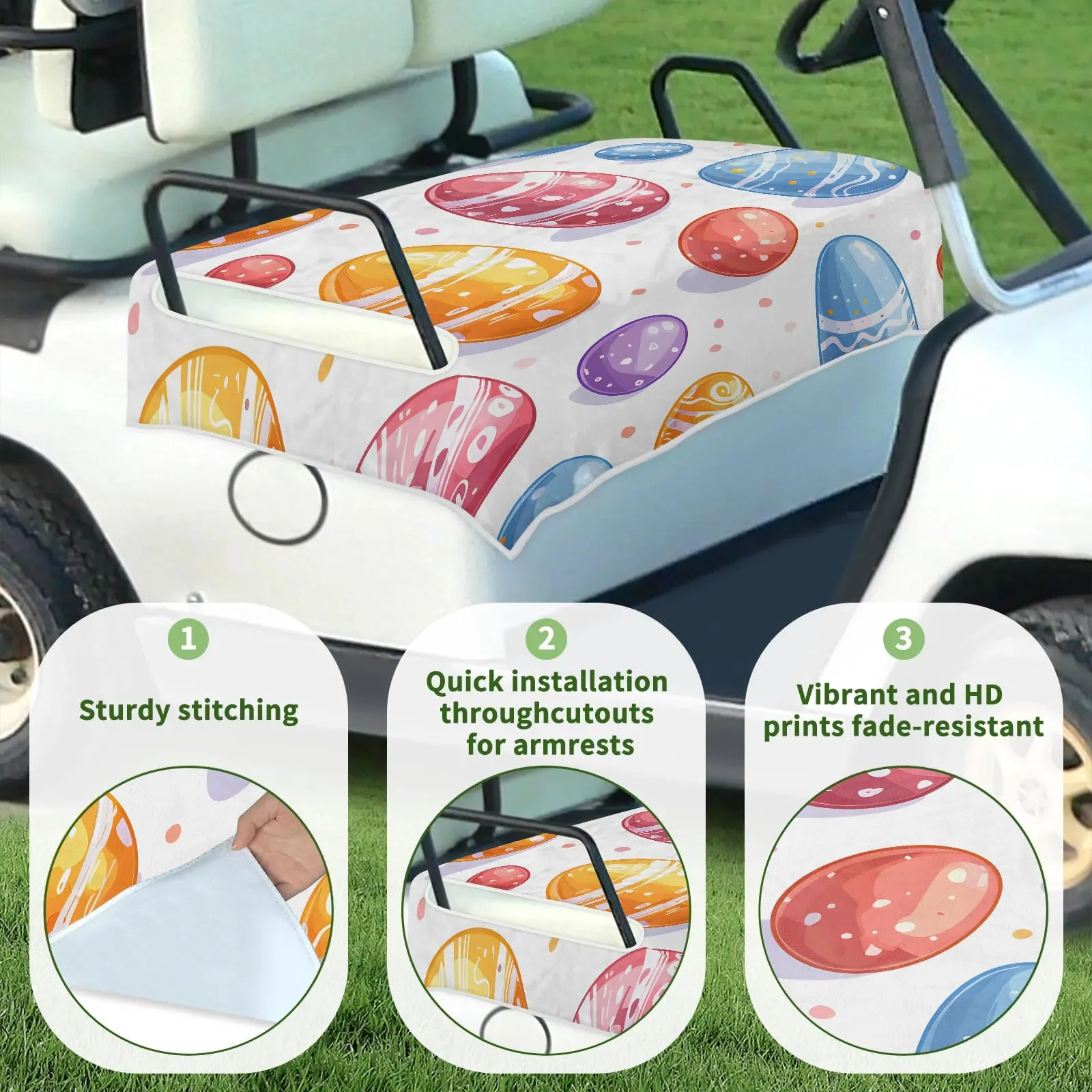 Tiveruda Easter Egg Golf Cart Seat Cover for Double Seats image 3