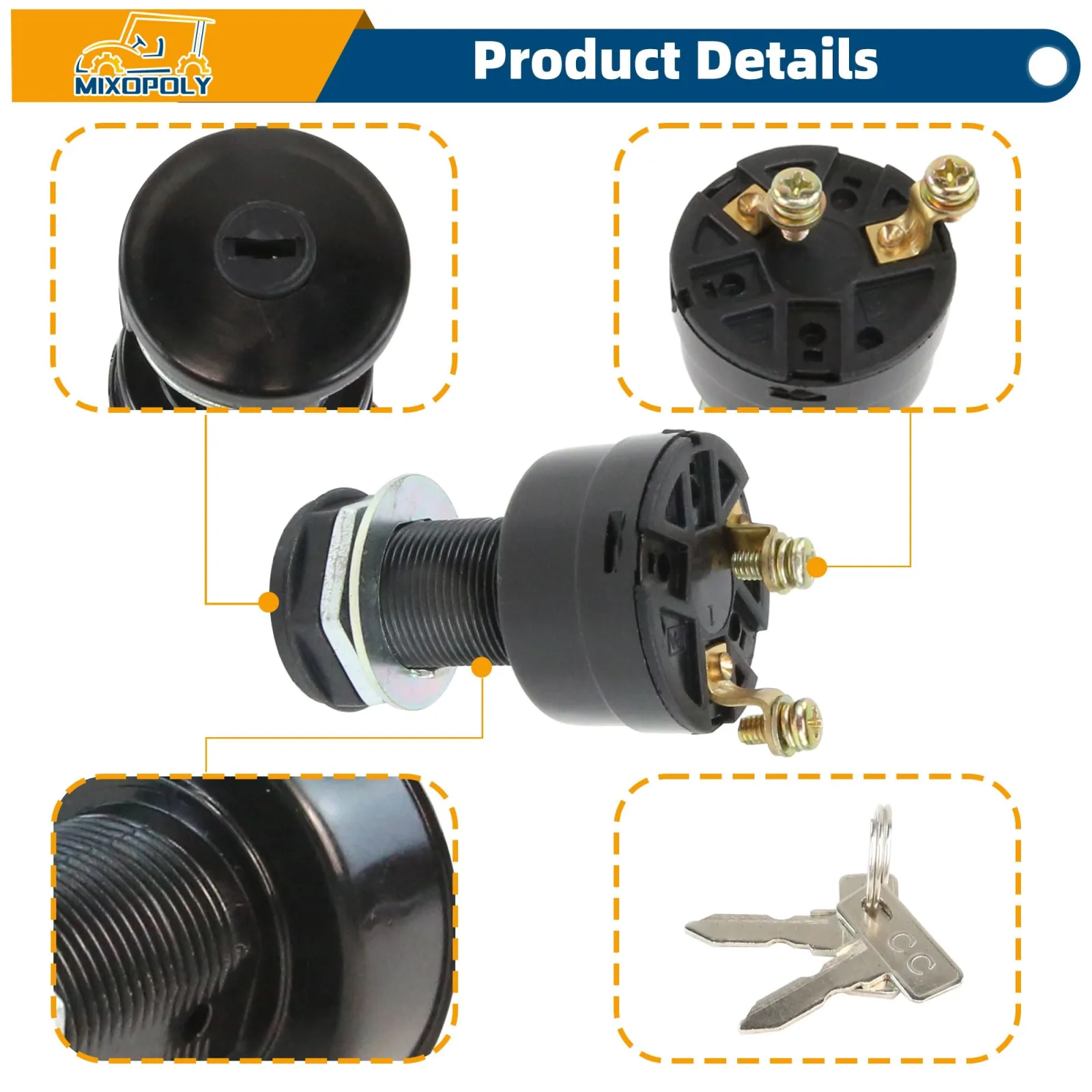 Mixopoly Ignition Key Switch for Club Car DS & Limo — 101826201 image 3