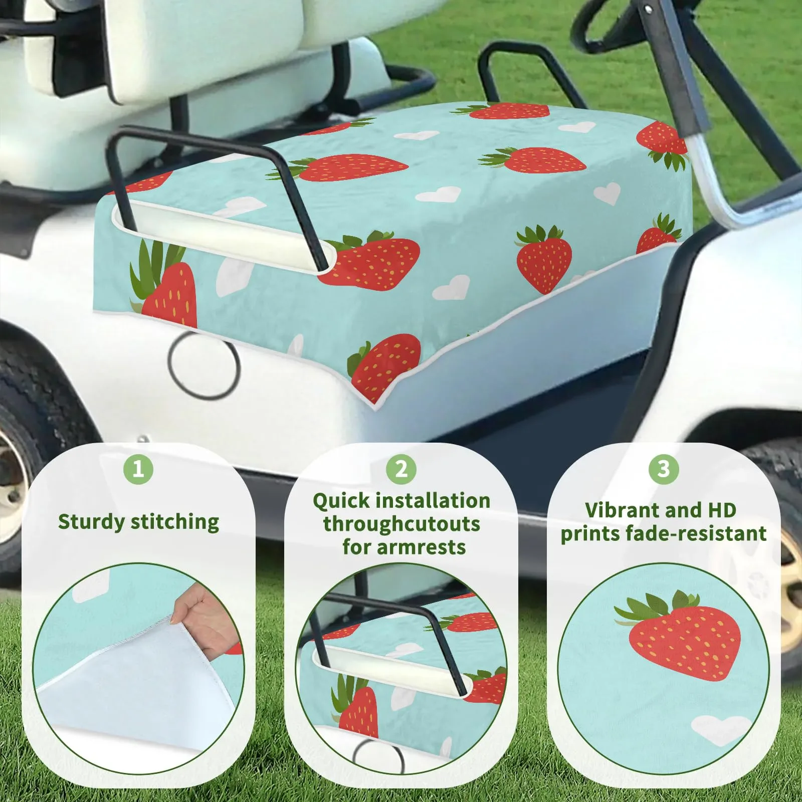 Tiveruda Strawberry Heart Golf Cart Seat Cover Blanket image 3