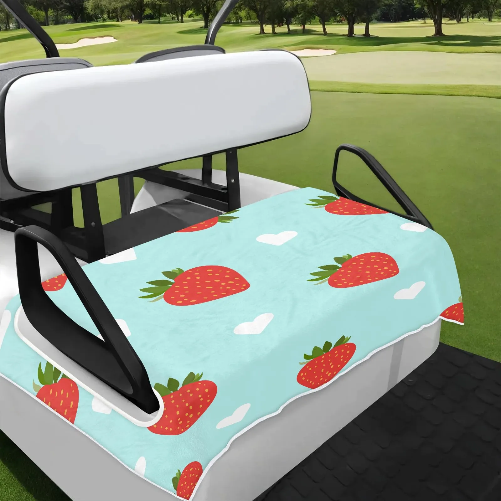 Tiveruda Strawberry Heart Golf Cart Seat Cover Blanket