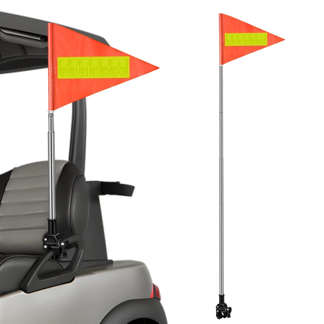 YARNOW Orange Reflective Golf Cart Safety Flag with Telescopic Pole