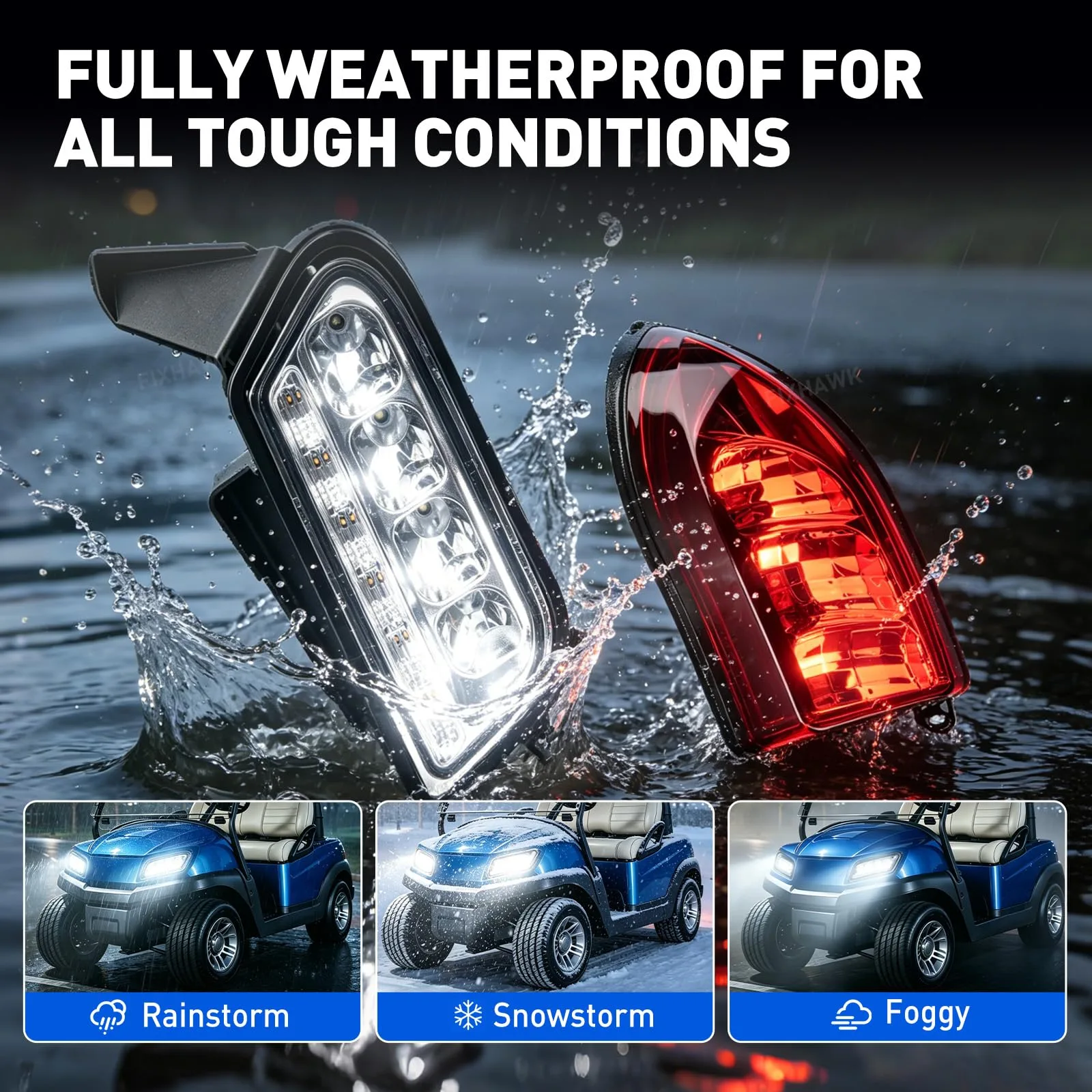 FIXHAWK Club Car Tempo LED Headlight and Tail Light Kit image 3