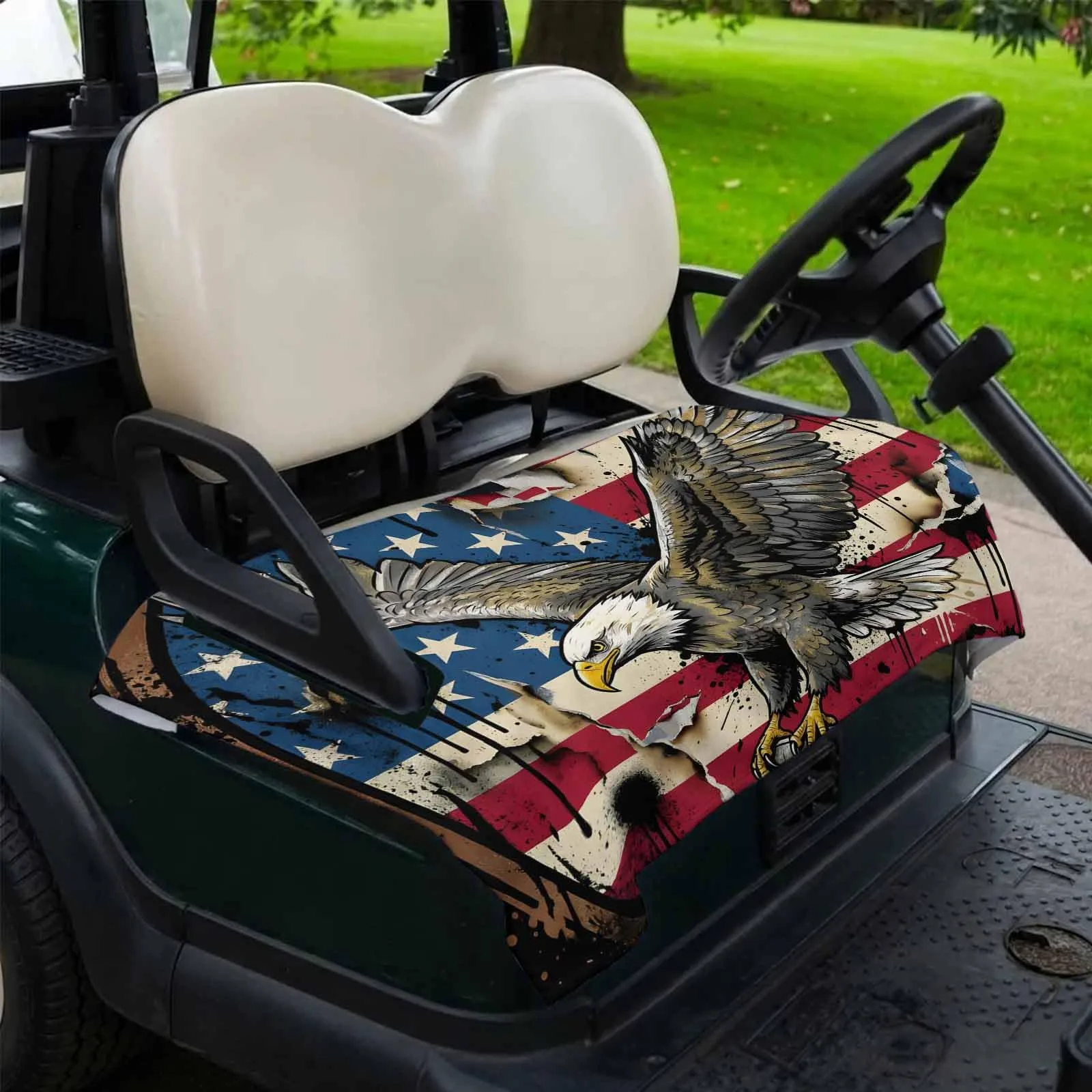 Trosturdspn 51" x 31" Retro Eagle USA Flag Golf Cart Seat Towel Blanket