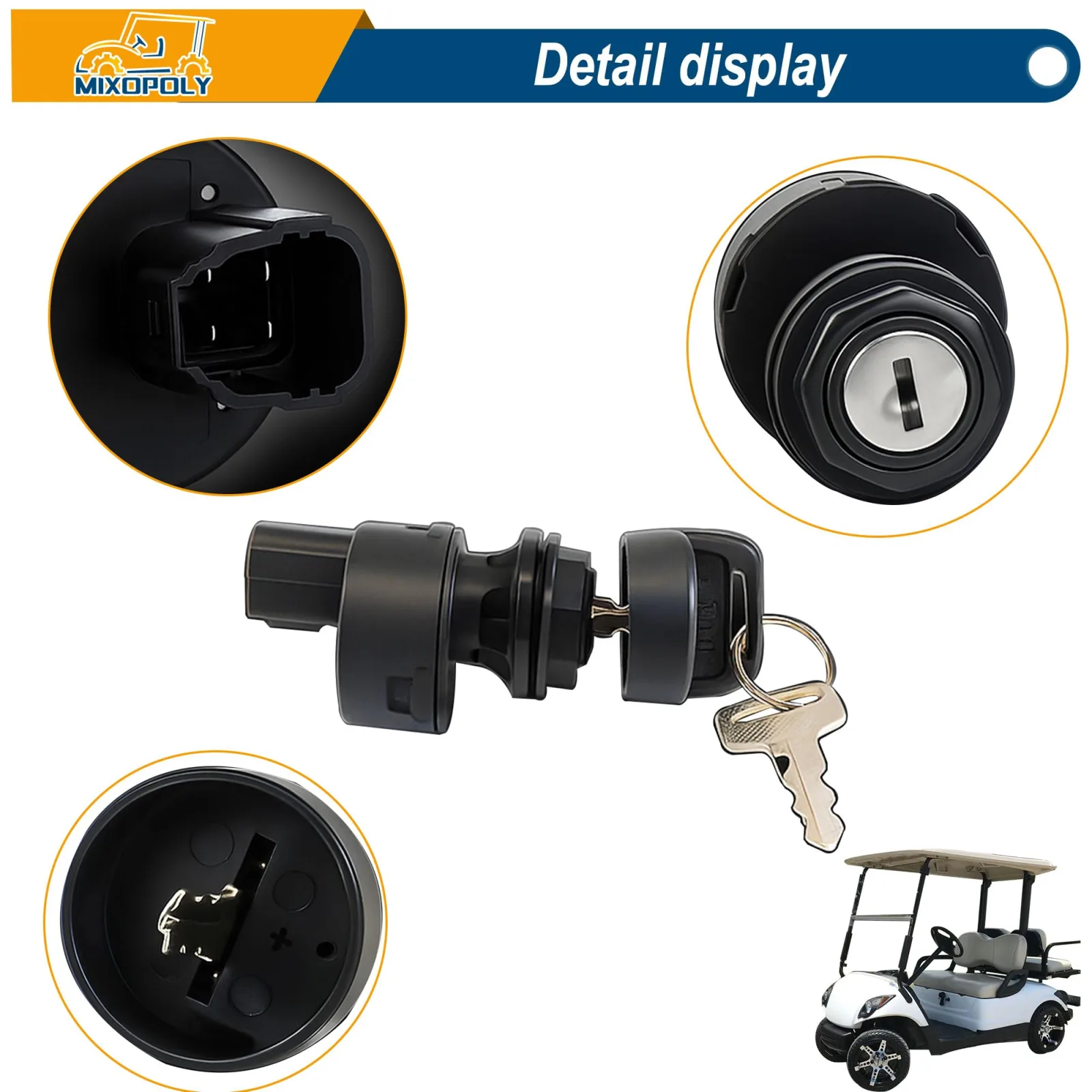 Mixopoly Yamaha Golf Cart Ignition Key Switch Assembly image 4