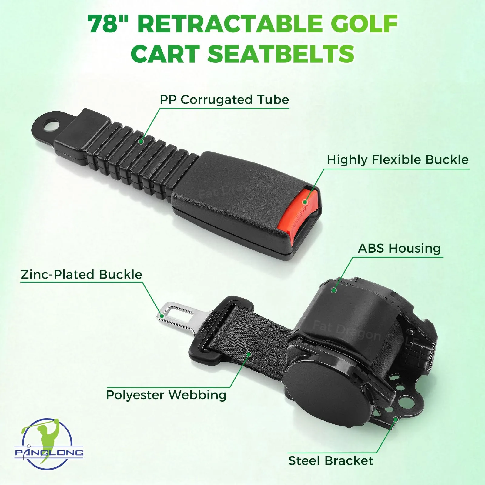 Panglong 78-Inch Golf Cart Retractable Seatbelts FDG-176 image 2