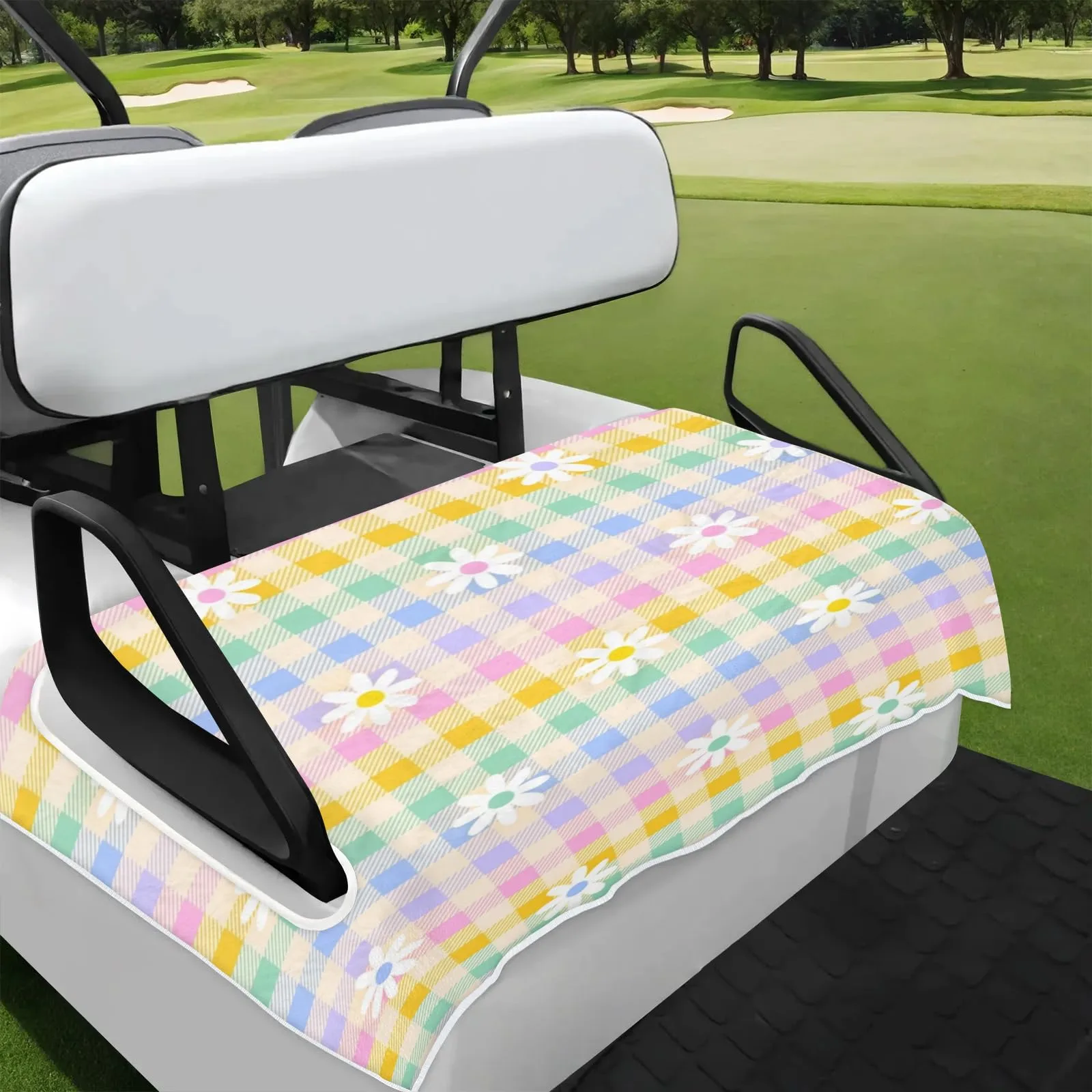 Tiveruda Plaid Golf Cart Seat Cover for Double Seats