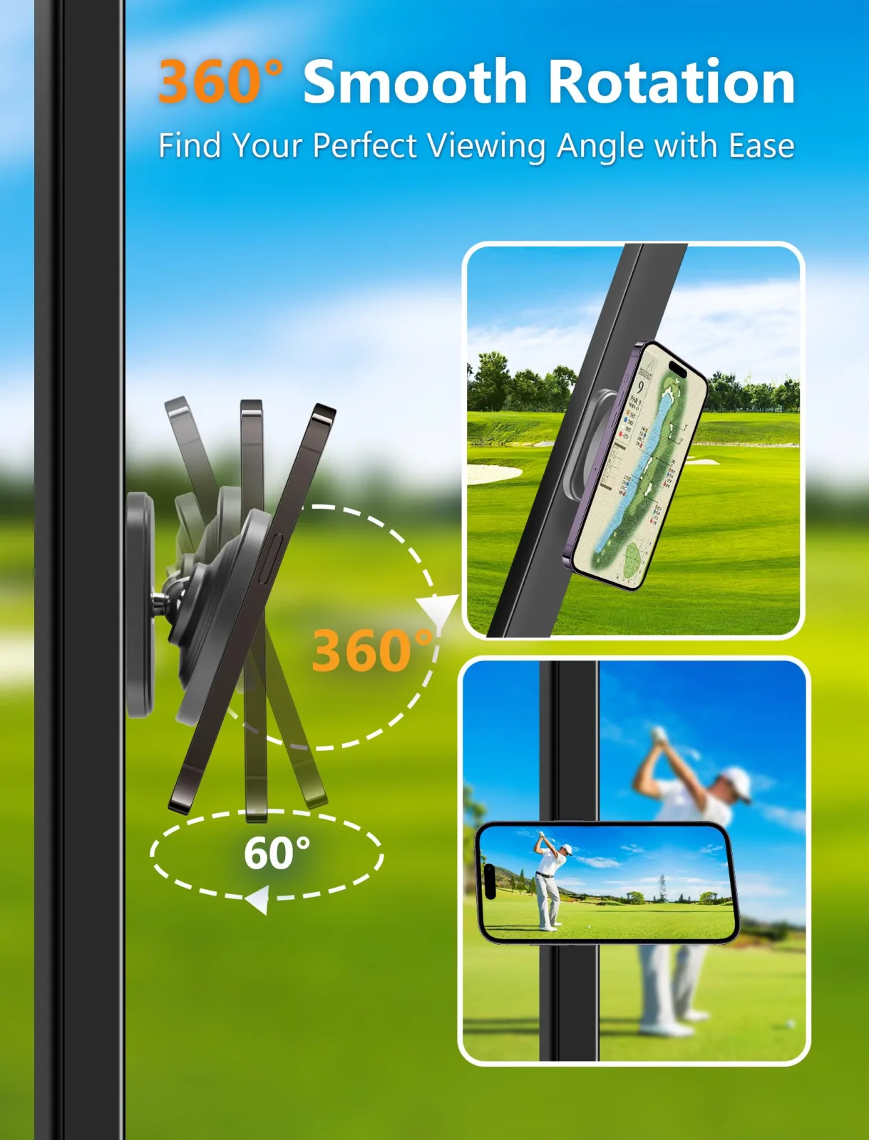 MAGOLFIN M90 Magnetic Golf Cart Phone Holder image 2