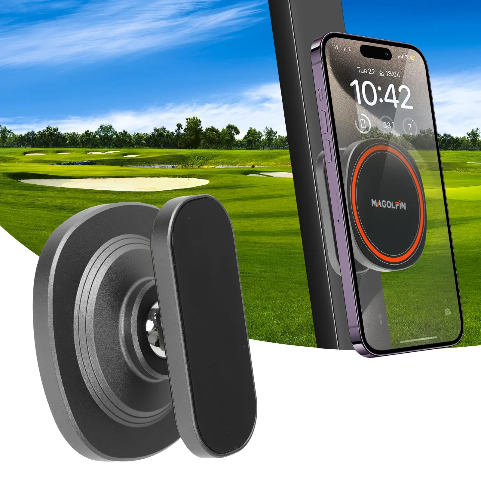 MAGOLFIN M90 Magnetic Golf Cart Phone Holder