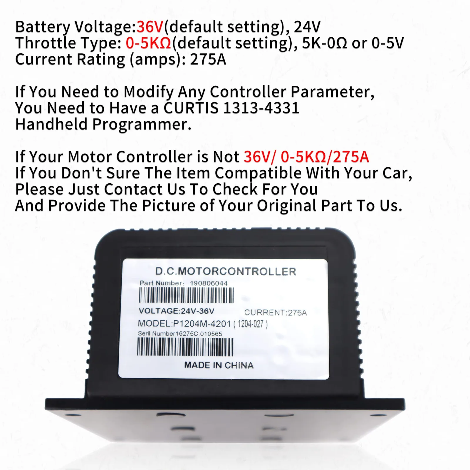 Partayoza 36V 275A Golf Cart Speed Controller image 2