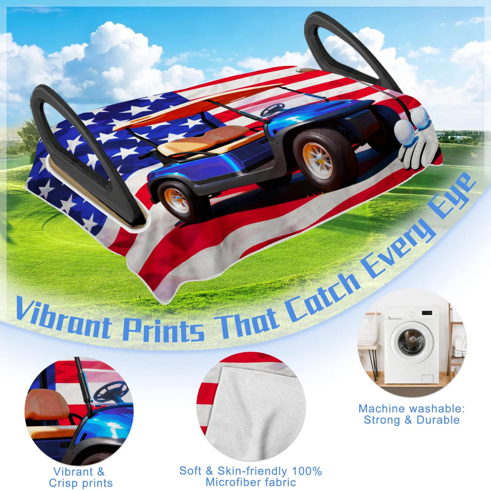 YOKYHOM Patriotic Golf Cart Seat Cover & Flag Set image 3