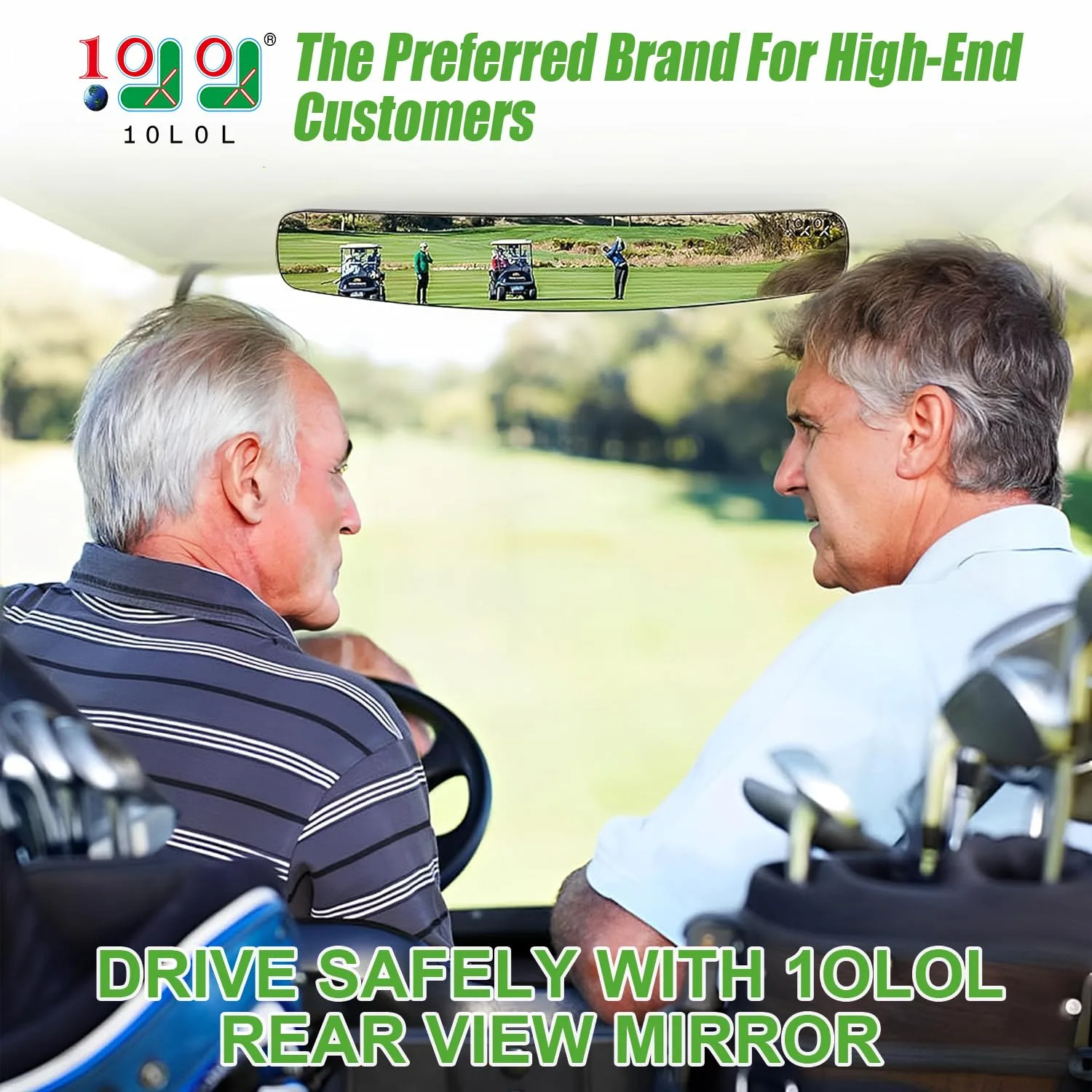 10L0L Golf Cart Folding Side Mirror and Rear View Kit image 2