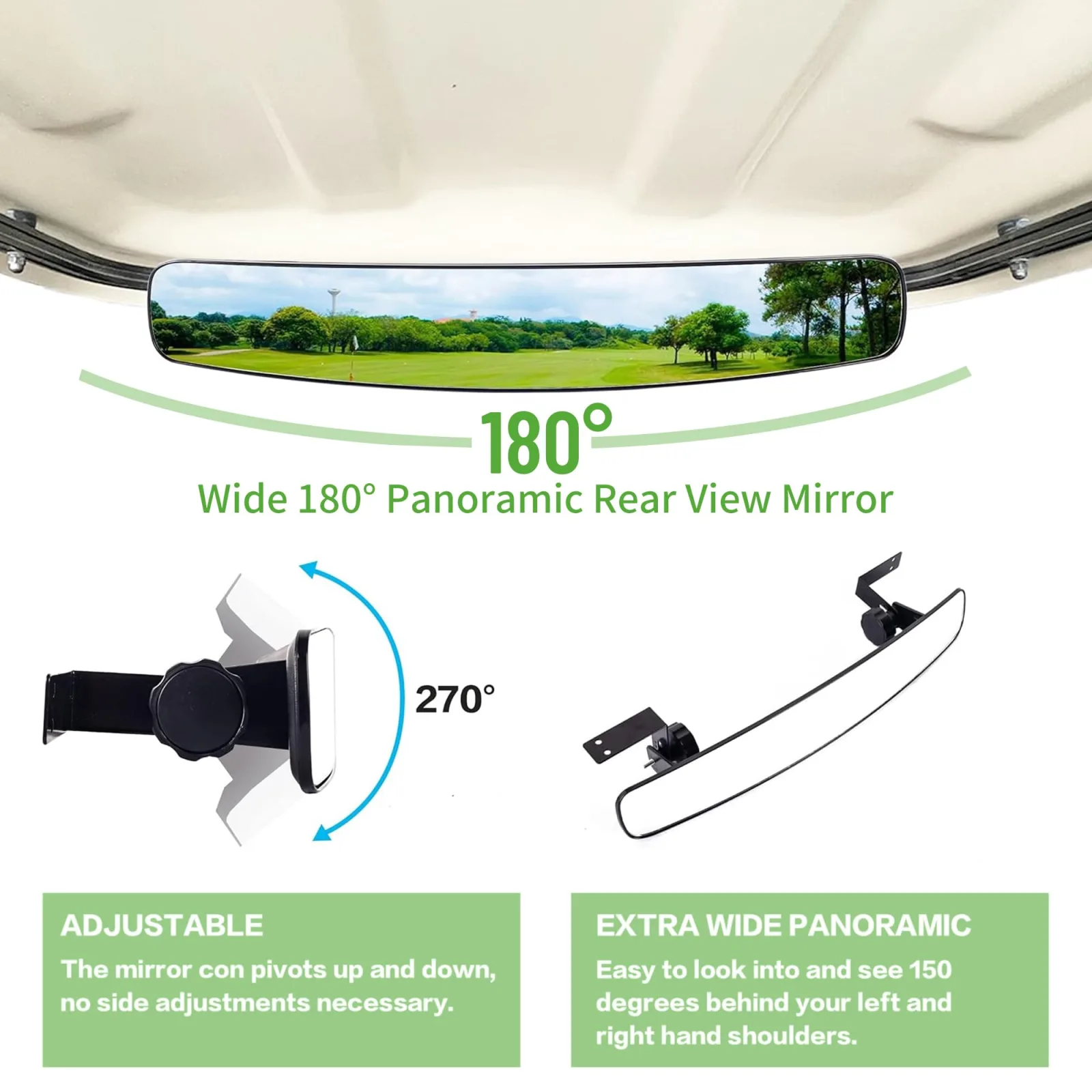10L0L Golf Cart Folding Side Mirror and Rear View Kit image 3