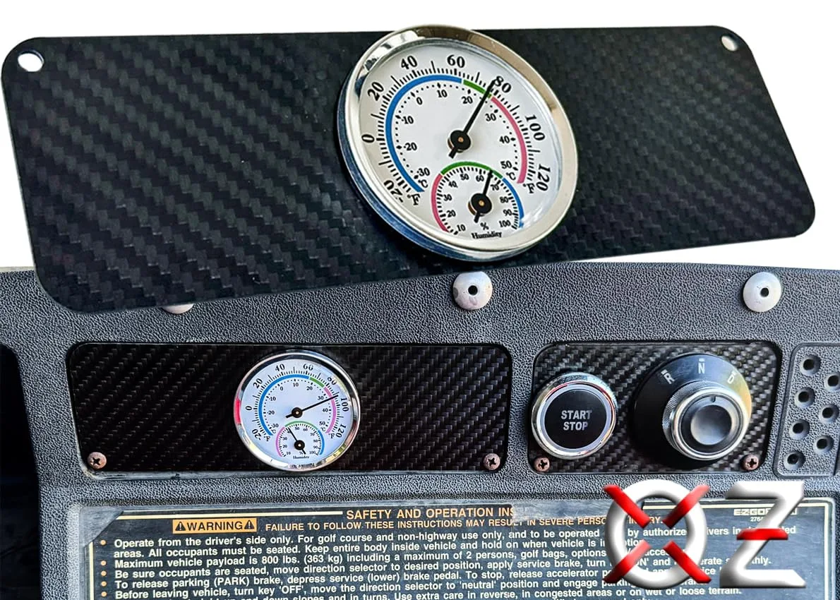 OZ-USA Carbon Fiber Dash Plate with Thermometer for E-Z-GO TXT & Medalist image 2