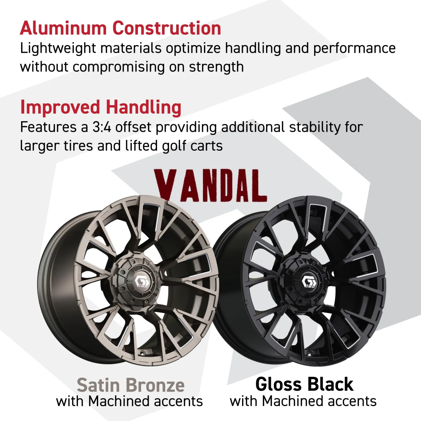 GTW Vandal 12-Inch Golf Cart Wheel Set 19-422 image 2