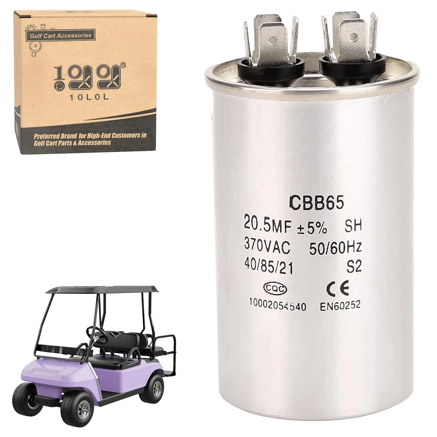 10L0L 20.5 MFD 370VAC Golf Cart Charger Capacitor