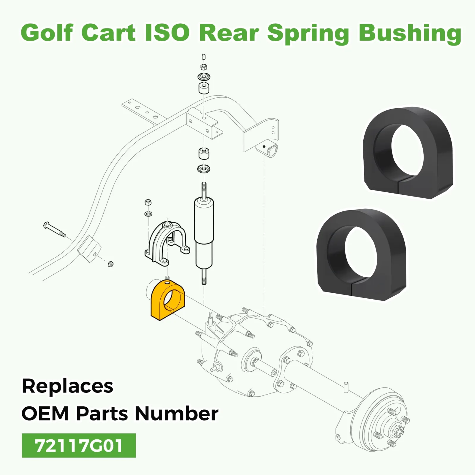 10L0L Rear Axle ISOMOUNT Bushings for E-Z-GO 72117G01 image 3