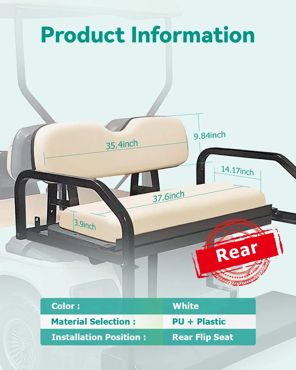 ILVGOLF Universal Rear Flip Seat Cushion Set, White image 2