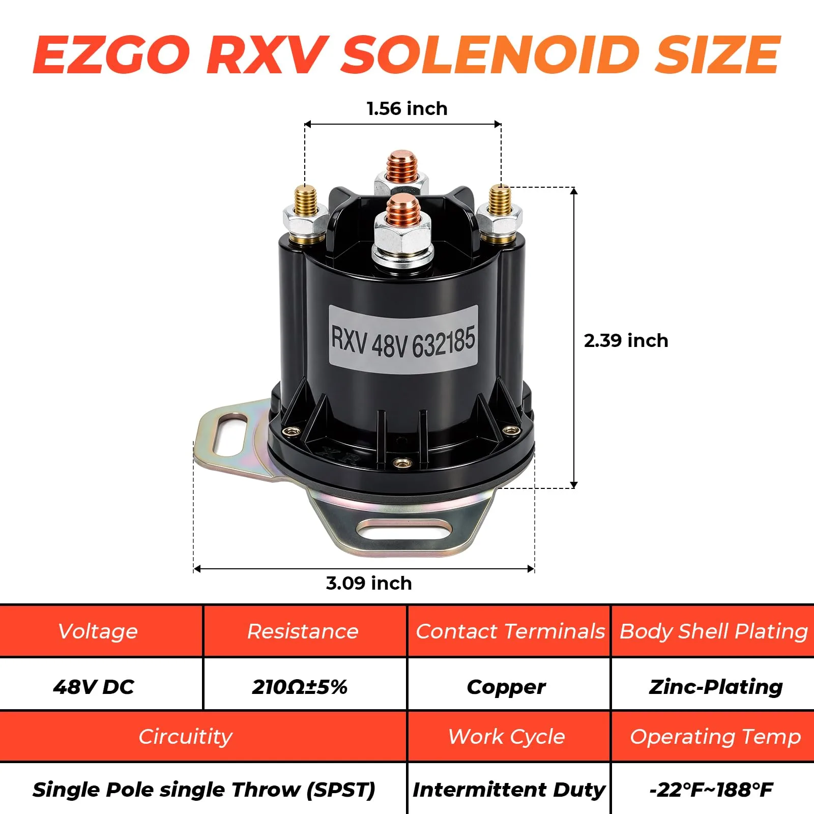 Geggkake 48V Solenoid for E-Z-GO RXV, 624317 649373 image 3