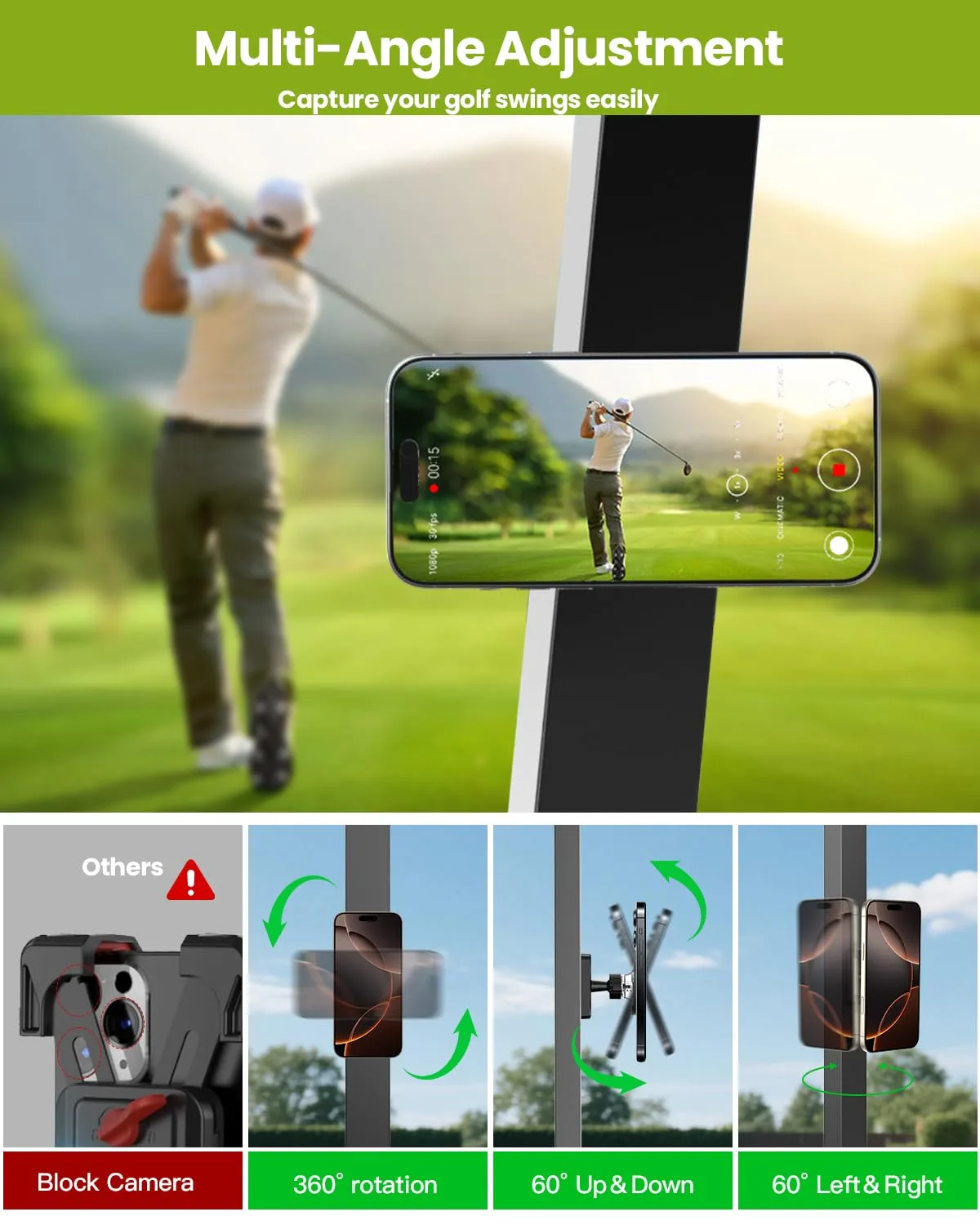GiantHope Magnetic Golf Cart Phone Holder – Carbon Fiber Mount image 4