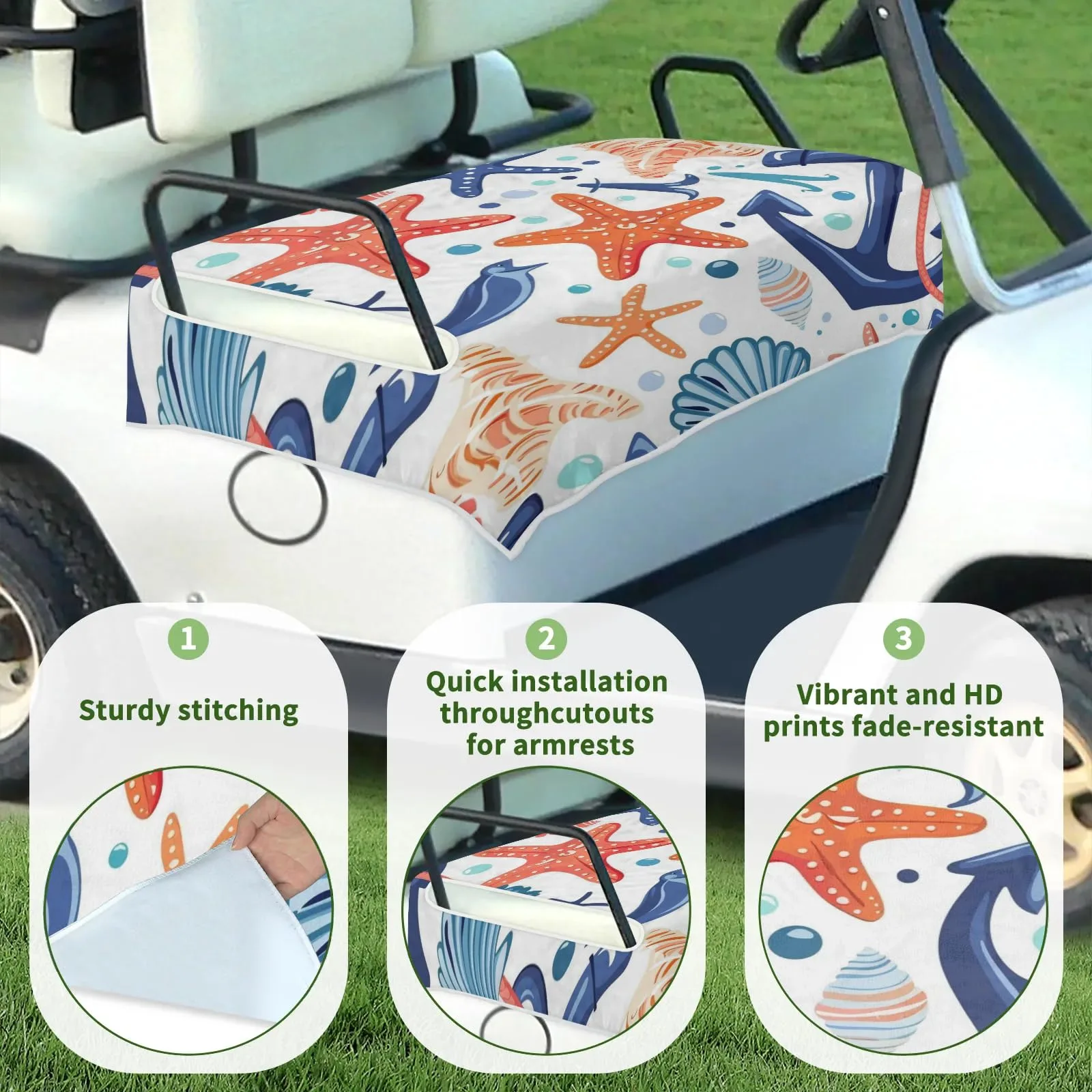 Tiveruda Golf Cart Seat Cover for Double Seats image 3