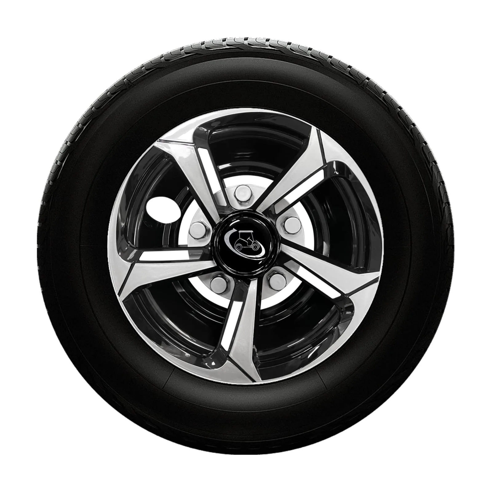 8-Inch Golf Cart Hub Caps, Chrome & Black Set of 4 image 4