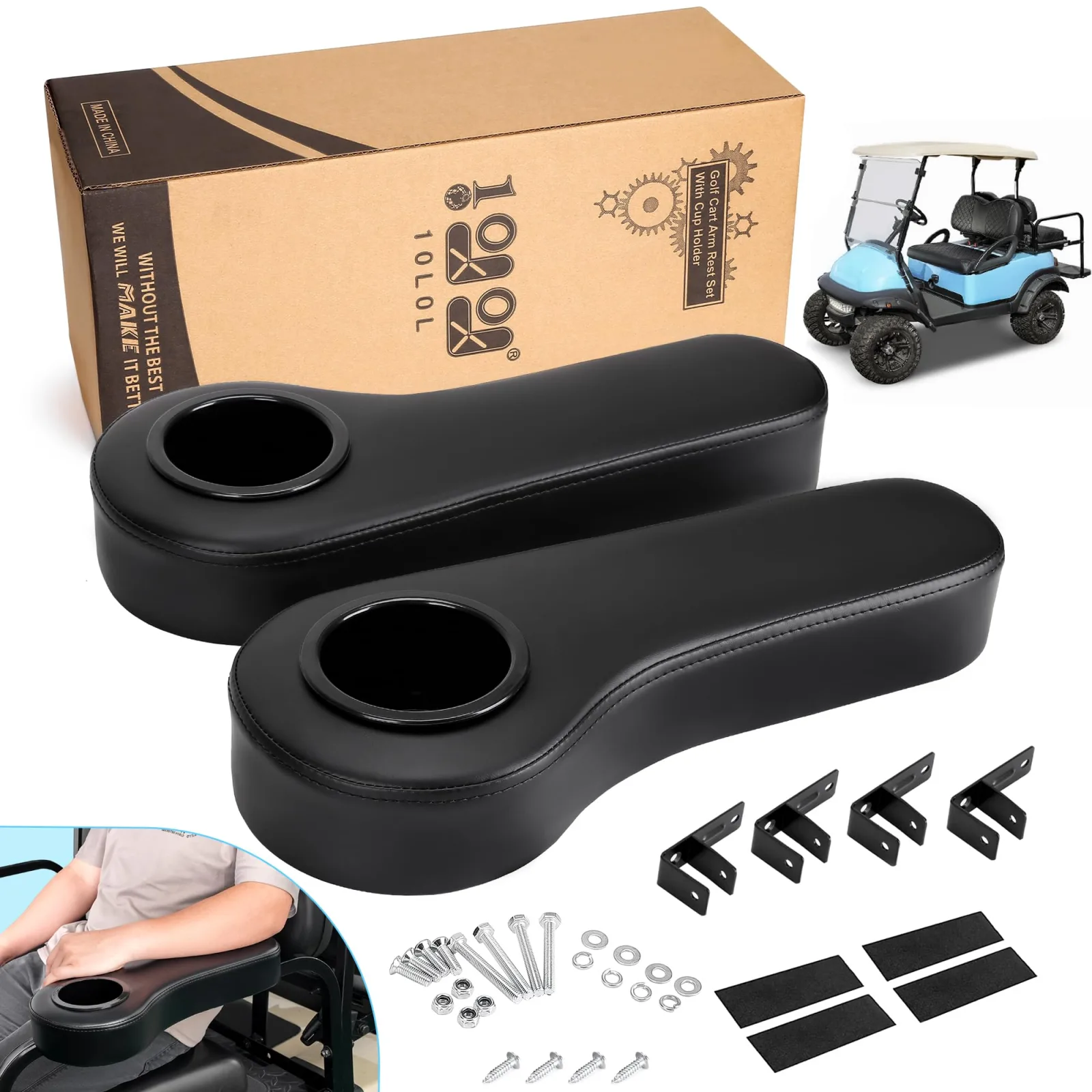 10L0L ED30001-2 Golf Cart Rear Seat Arm Rest Set