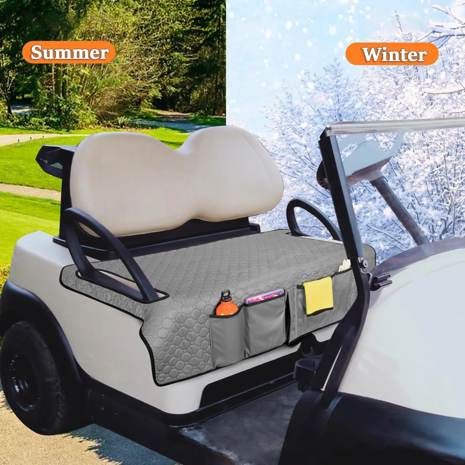 ICTUHXYNM Golf Cart Seat Cover with Storage Pockets for Yamaha EFI 4 Passenger (2017–2025) image 2
