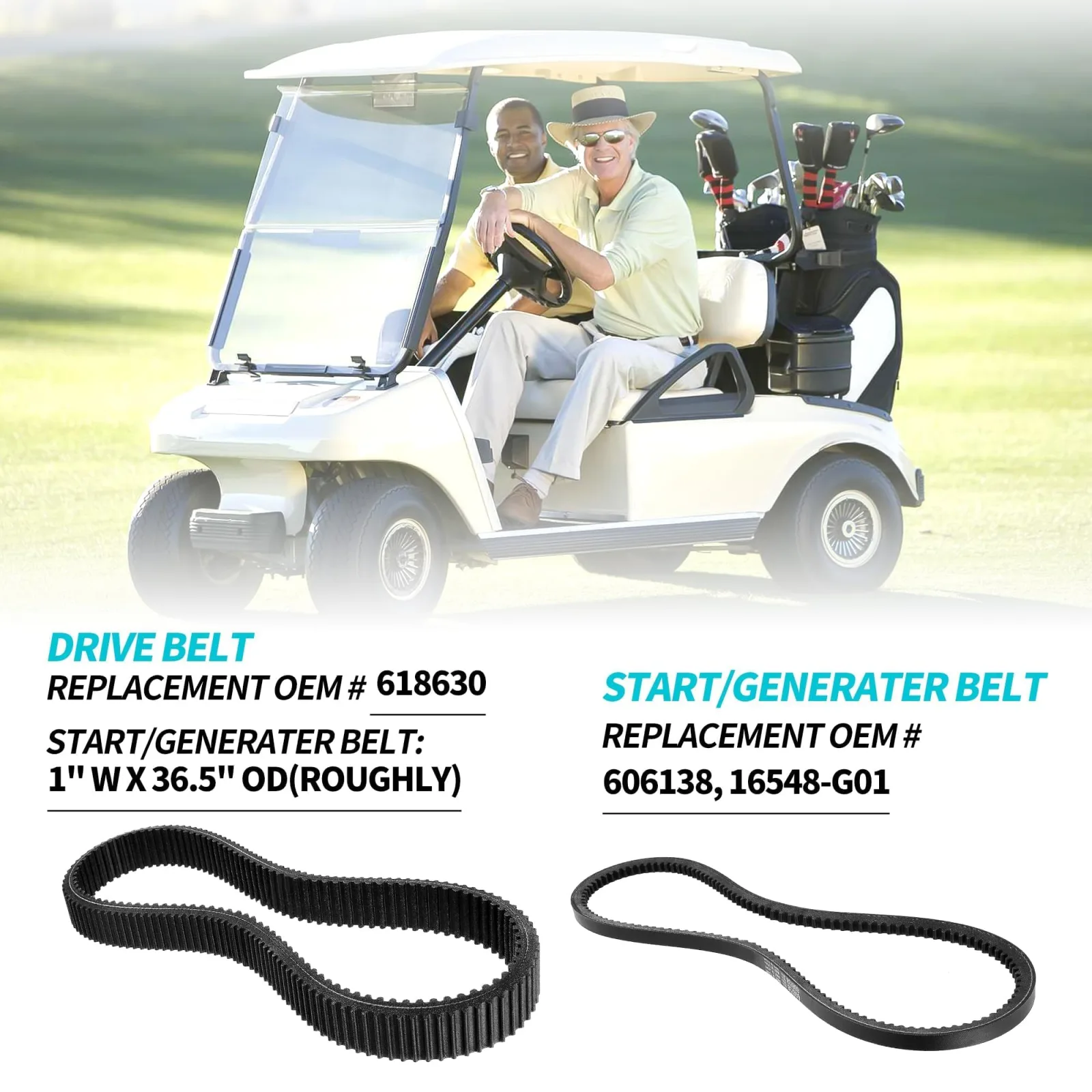 10L0L E-Z-GO Golf Cart Drive and Starter Belt Kit image 3