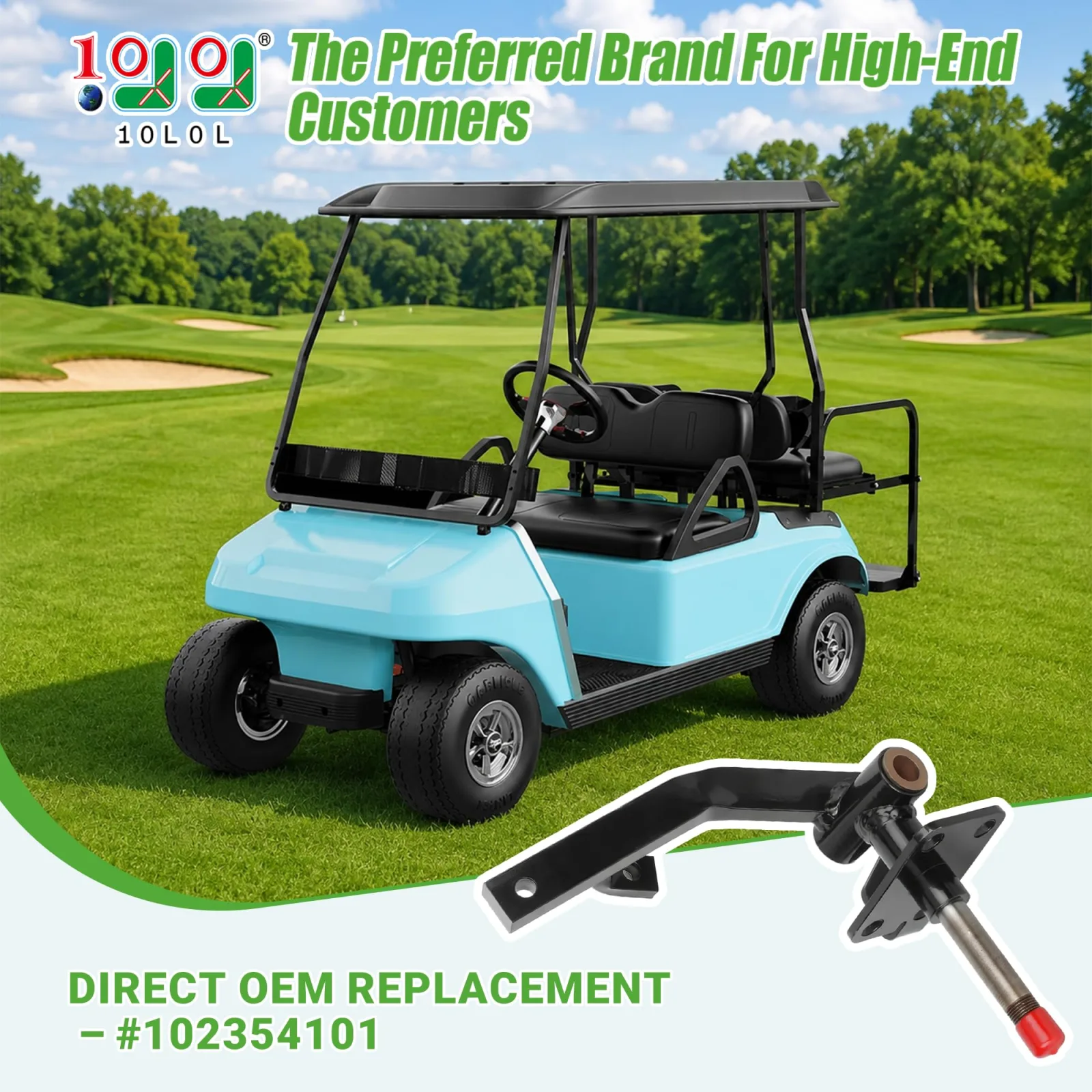 10L0L Passenger Side Spindle Assembly for Club Car DS (102354101) image 2