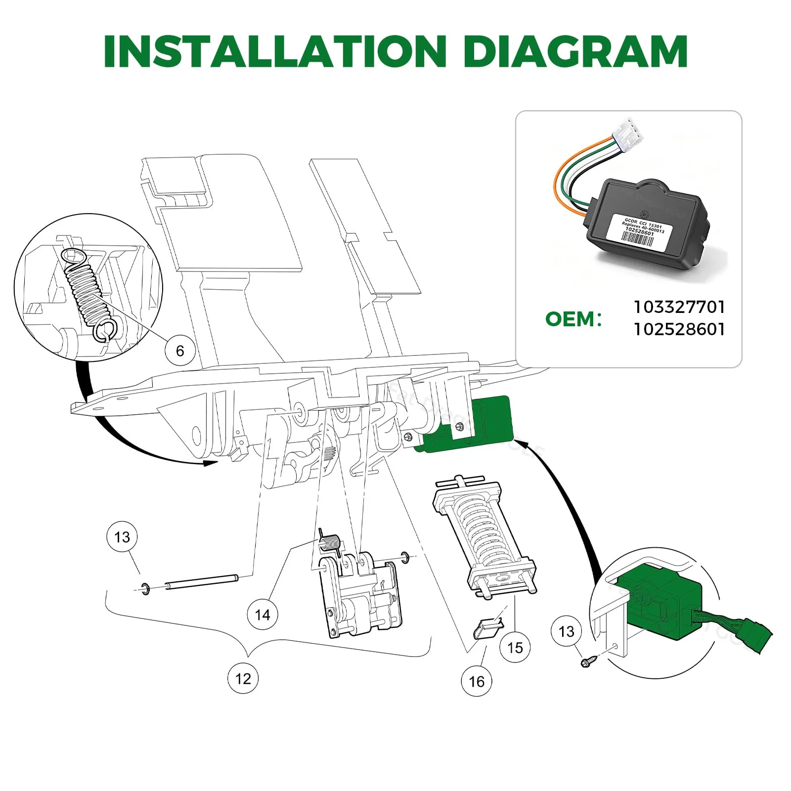 Panglong GCOR Accelerator Sensor for Club Car Precedent image 4