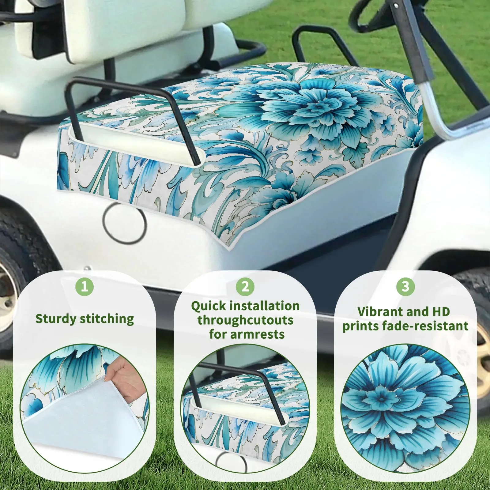 Tiveruda Golf Cart Seat Cover for Double Seats image 3
