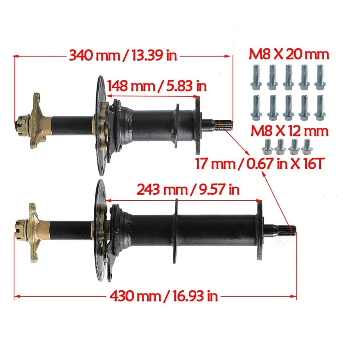 YC Yier 48V 1000W Differential Axle Upgrade Kit image 2