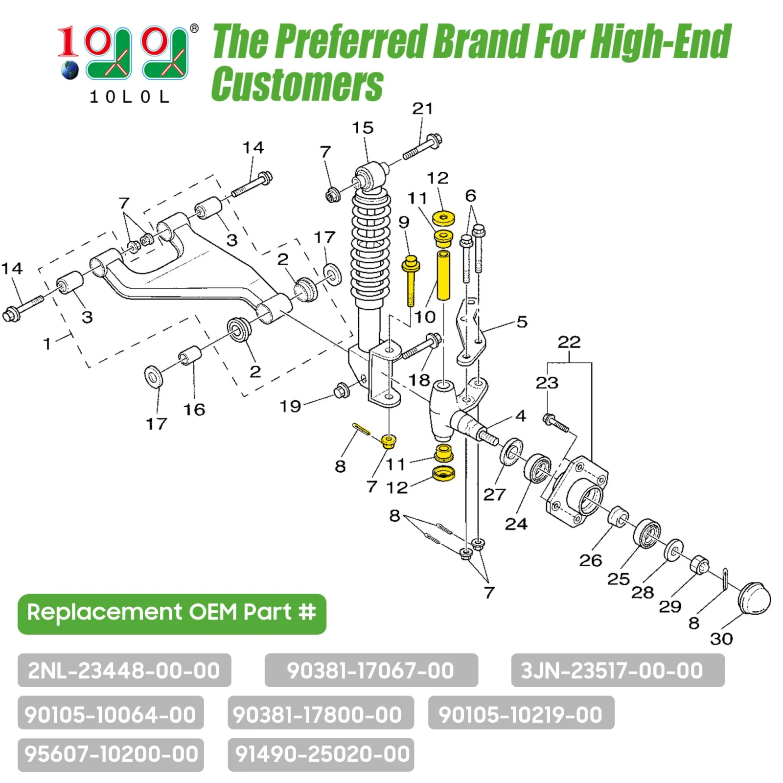 10L0L Yamaha G22 G29 Drive 2 King Pin Bushing Kit image 2