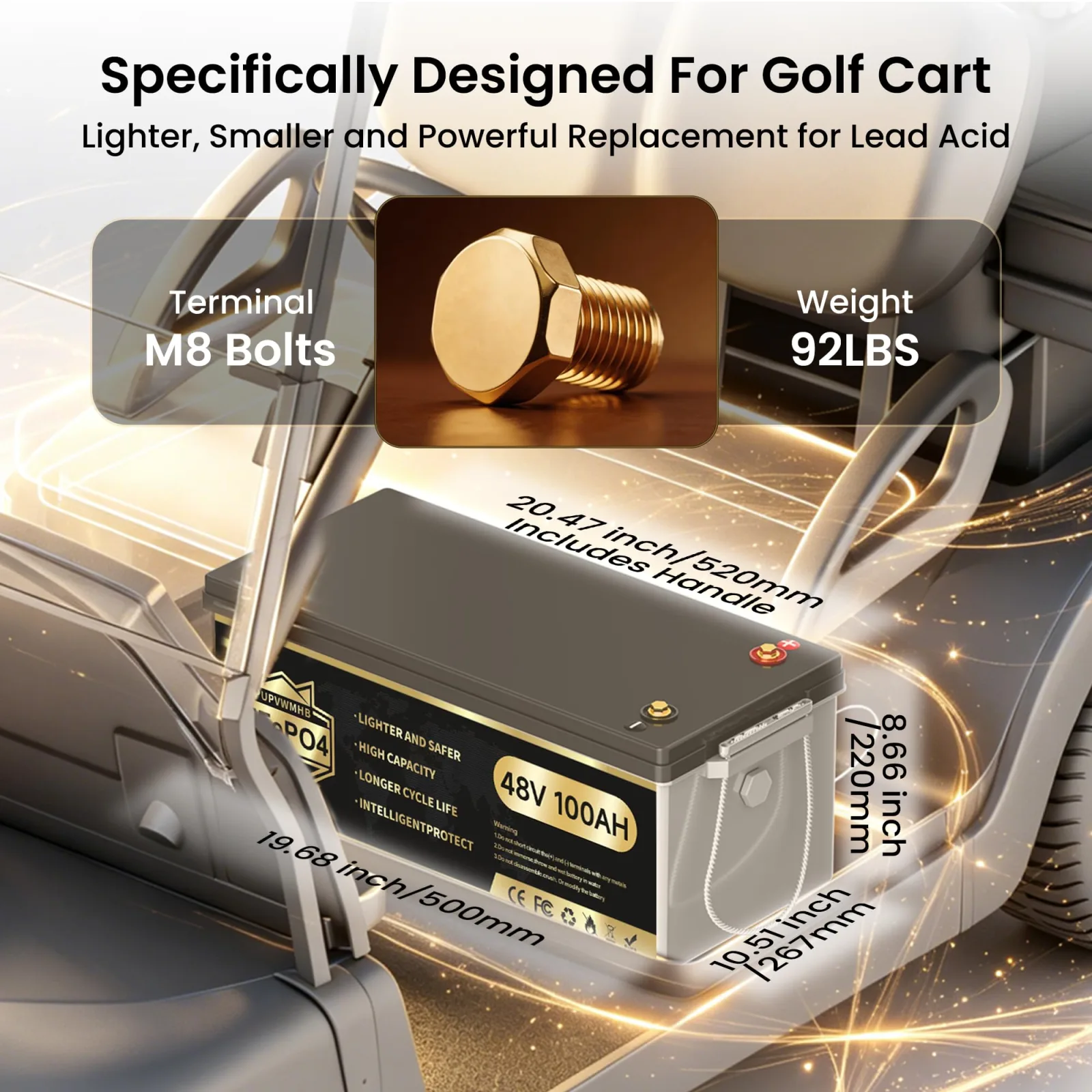 PUPVWMHB 48V 100Ah Golf Cart Lithium Battery Kit image 2