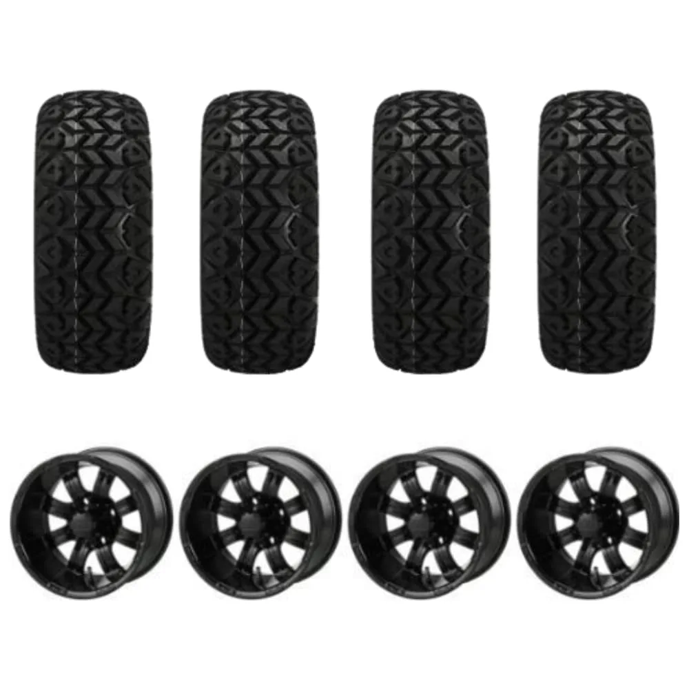 REVENGE Casino Matte Black Golf Cart Wheels and Tires Set image 2