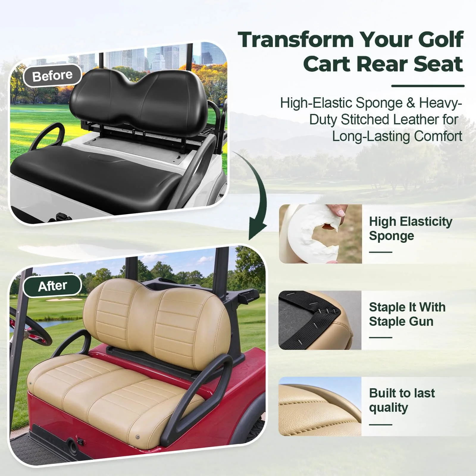NOKINS Golf Cart Seat Replacement Kit YJSCK003-Tan image 2
