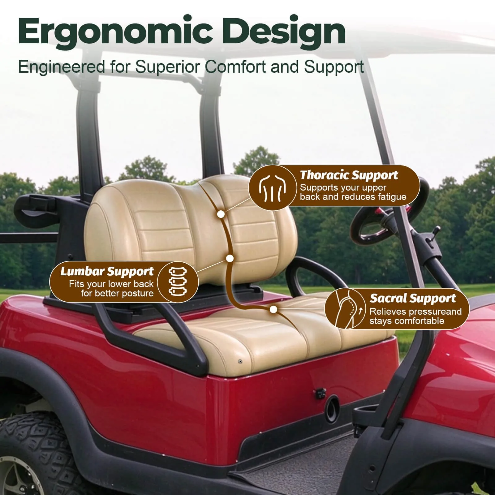 NOKINS Golf Cart Seat Replacement Kit YJSCK003-Tan image 3