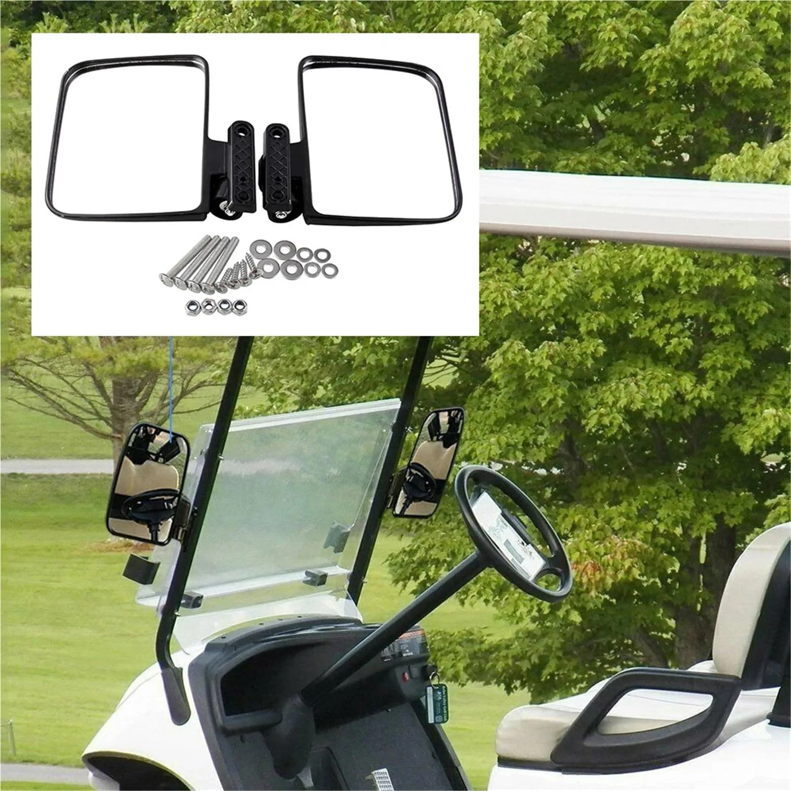 Ktann Golf Cart Side Mirrors, 2-Piece 180-Degree Adjustable Set image 2