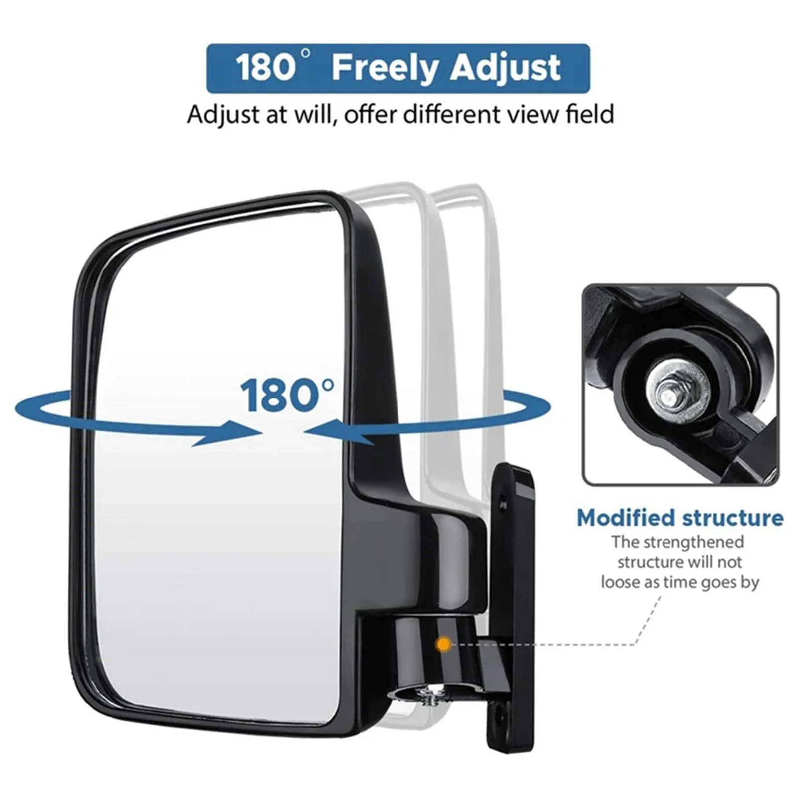 Ktann Golf Cart Side Mirrors, 2-Piece 180-Degree Adjustable Set image 3