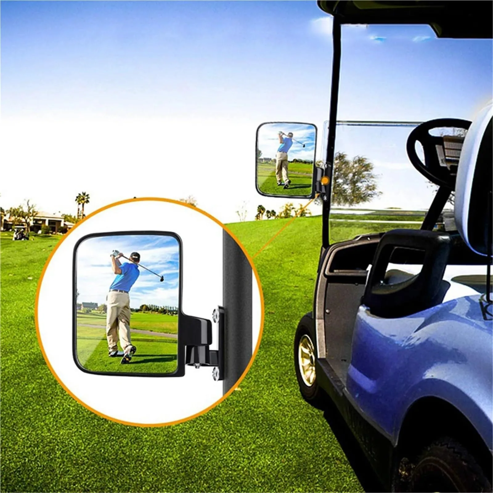 Ktann Golf Cart Side Mirrors, 2-Piece 180-Degree Adjustable Set image 4