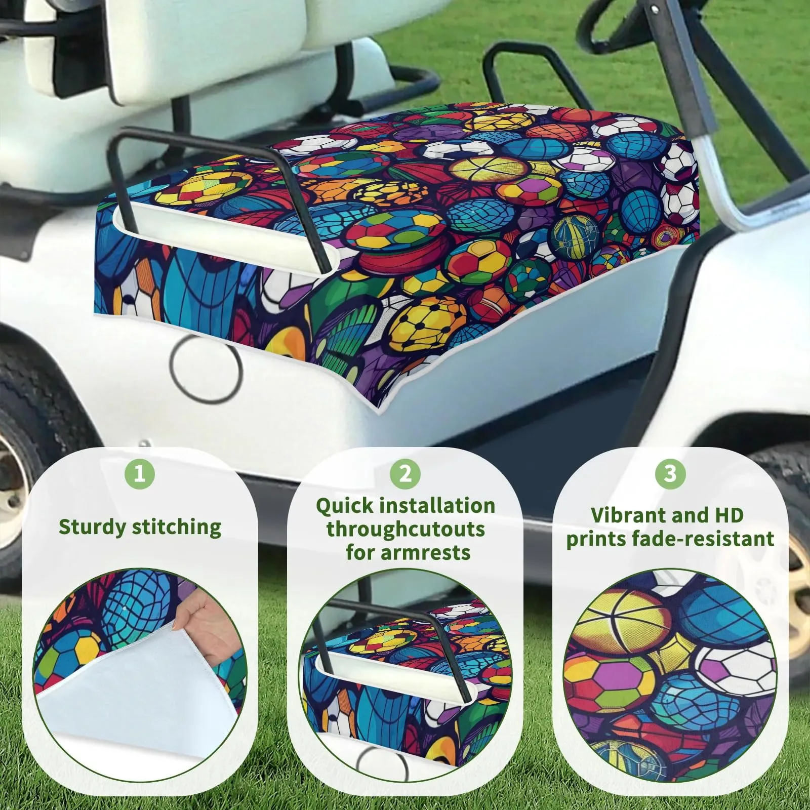 Tiveruda Golf Cart Seat Cover for Double Seats 51 x 31 in image 3
