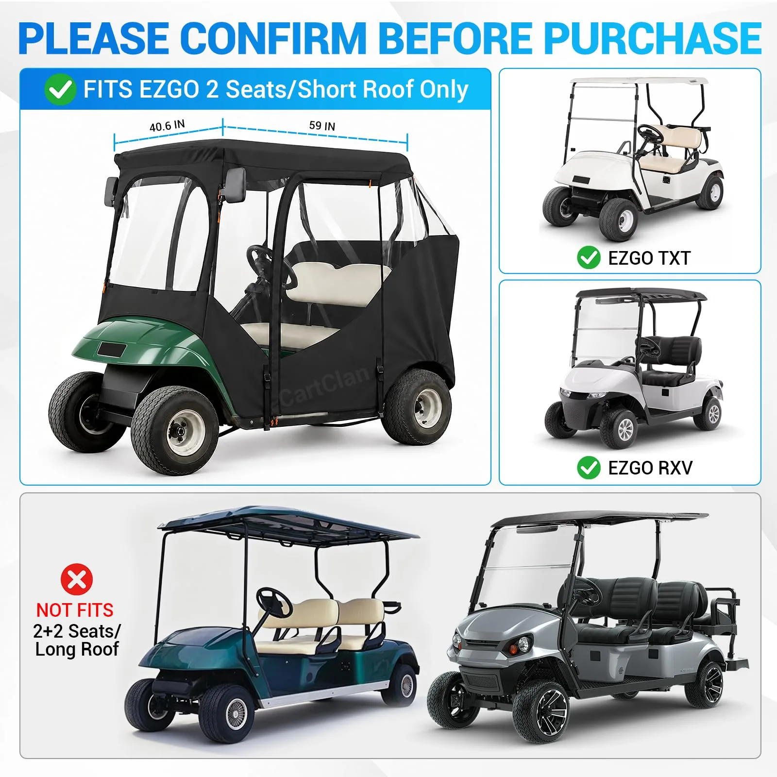 CartClan Enclosure for E-Z-GO TXT/RXV 2-Passenger Carts image 2