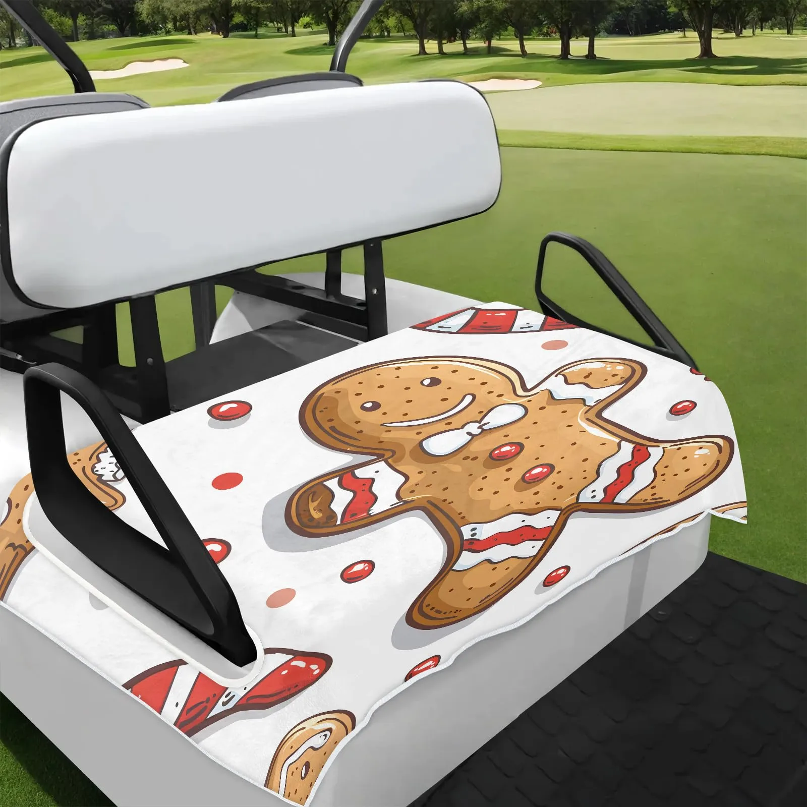 Tiveruda Gingerbread Merry Xmas Golf Cart Seat Cover