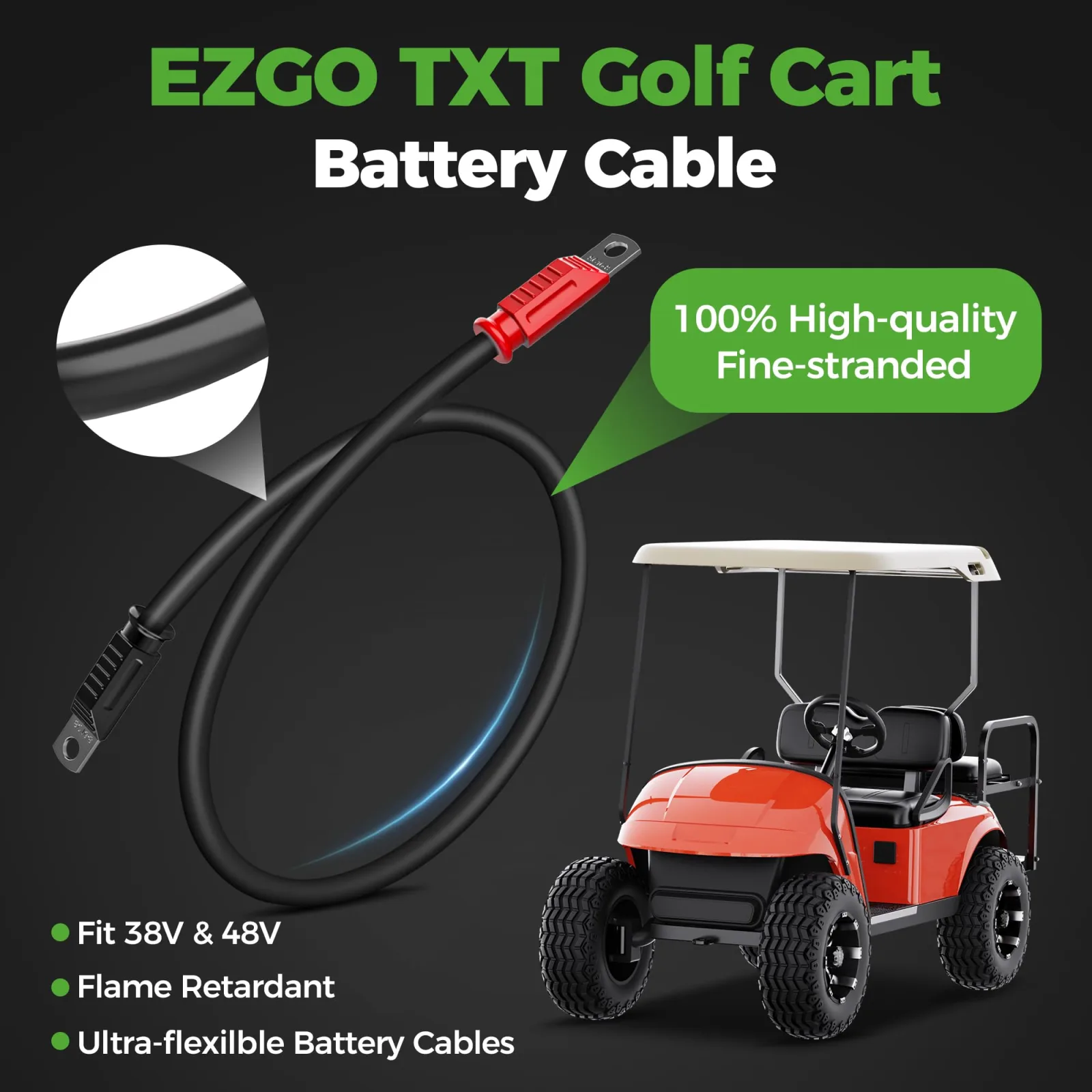 10L0L 4 AWG Battery Cables for EZGO TXT 36V/48V image 3