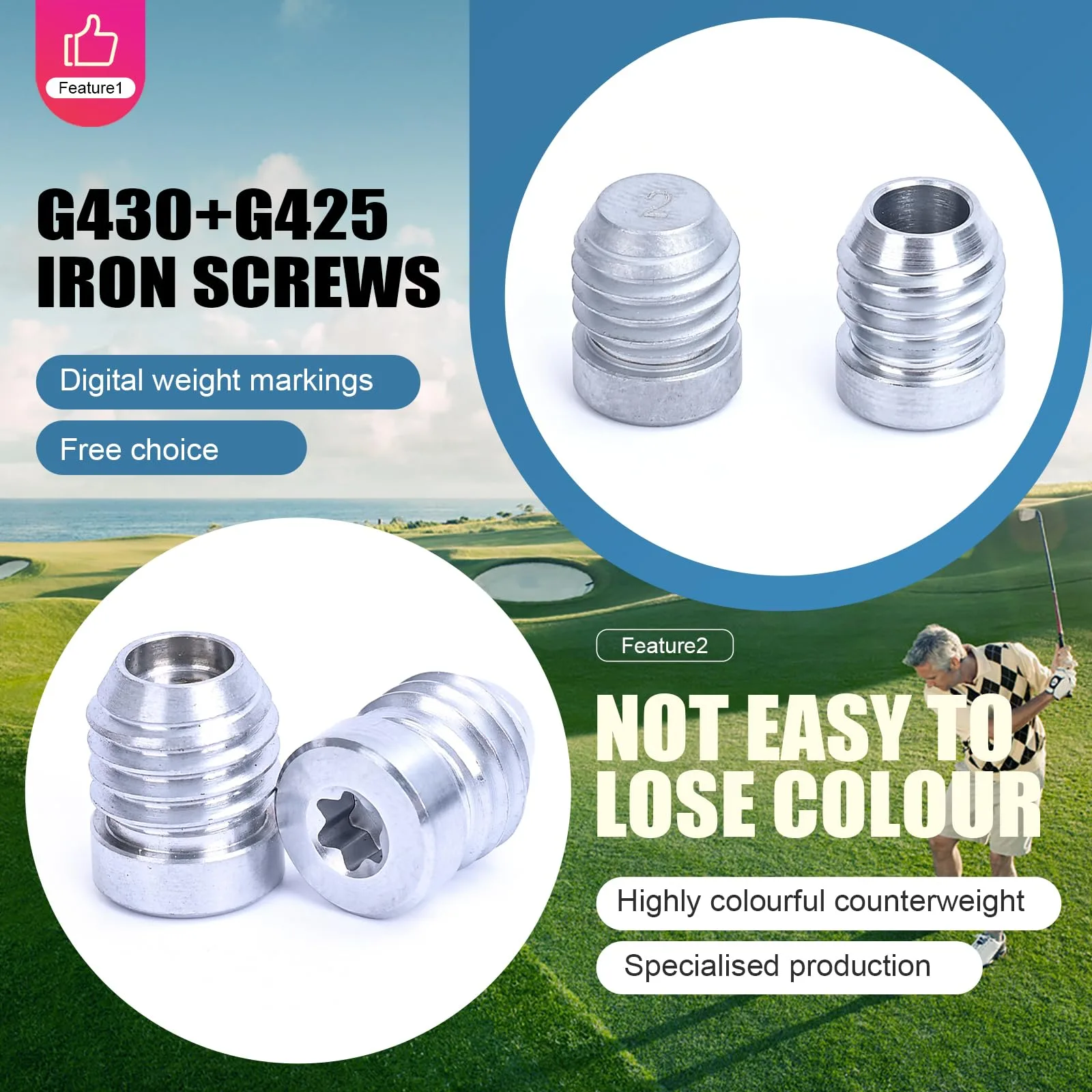 TokongsenXizali Weight Screw for PING G410/G425/G430/G710/i525 — Silver image 4