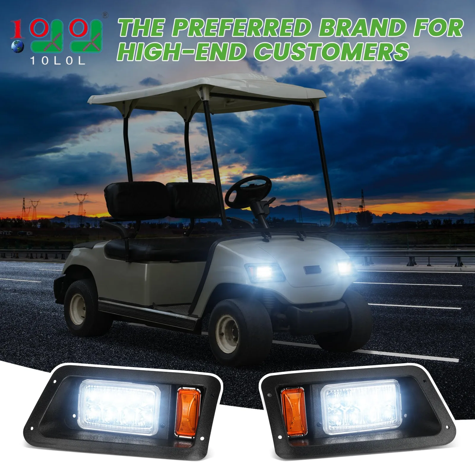 10L0L LED Headlight Kit for Yamaha G14-G22 Golf Carts image 2