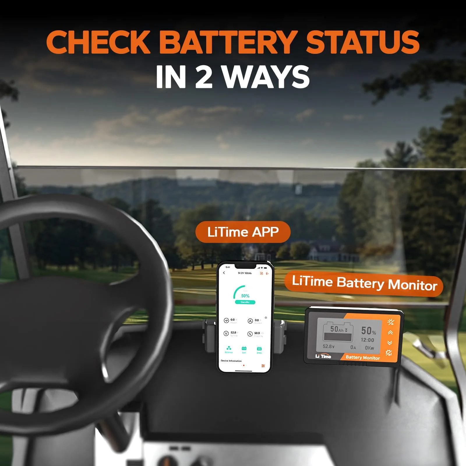 LiTime 48V 100Ah Bluetooth Lithium Golf Cart Battery image 3